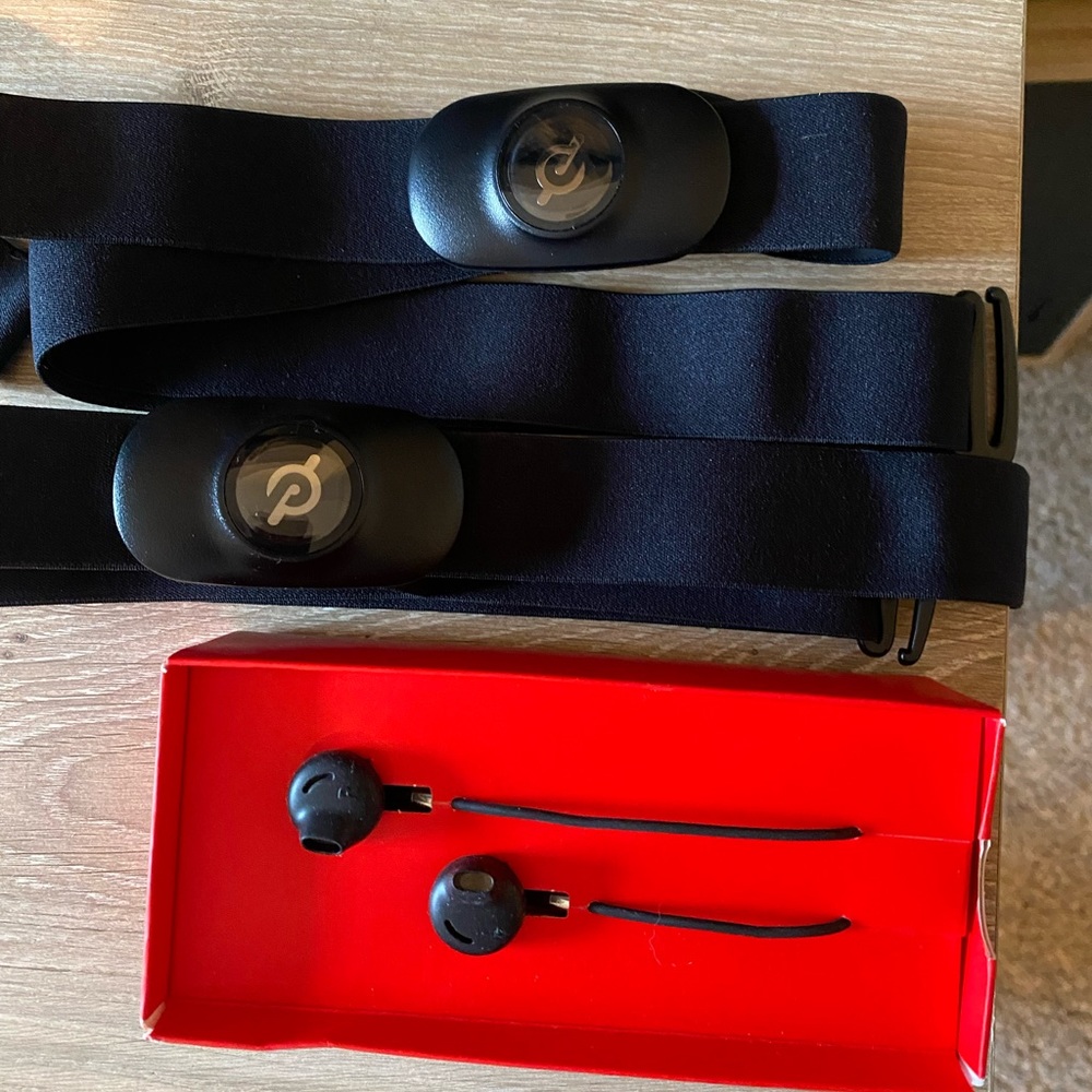 Peleton Urbanears headphones & 2 heart rate monitors